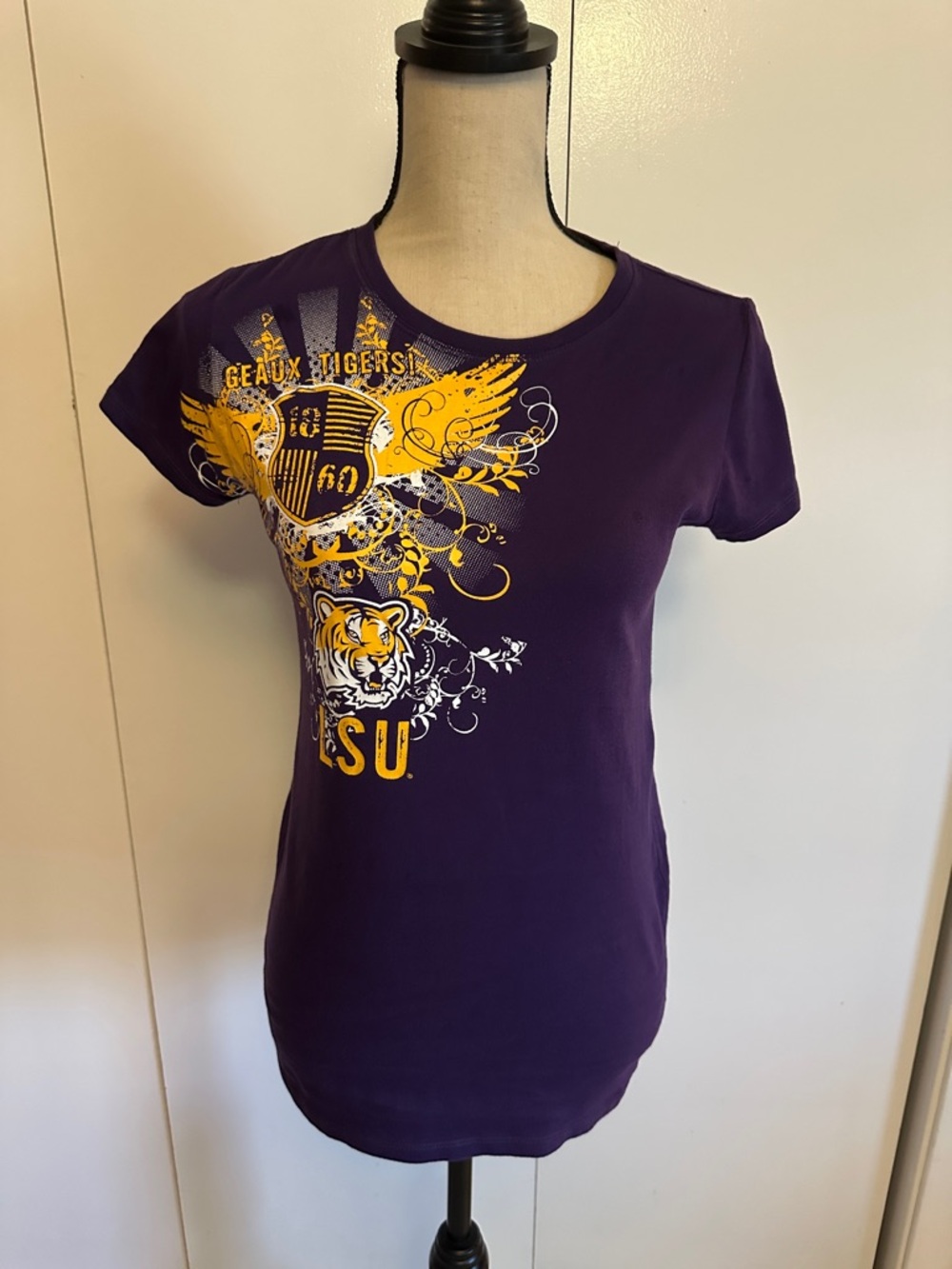 NCAA Purple Short-Sleeve Tee with Yellow Graphic